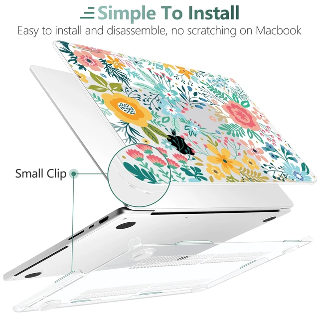 Alt view image 4 of 5 - TWOLSKOO Compatible with MacBook Pro 14 inch Case 2023 2022 2021 Release M2 A2779 M1 A2442 Pro/Max Chip with Touch ID, Plastic Hard Shell Case & Keyboard Cover & Screen Protector, Abstract Flower