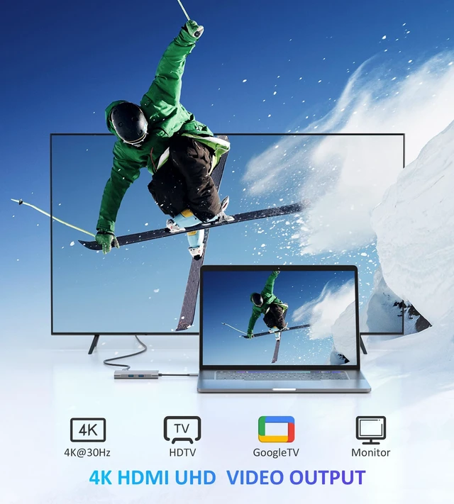 Alt view image 3 of 5 - UtechSmart USB C Hub, Ethernet Multiport Adapter 6 in 1 USB C to HDMI Dock