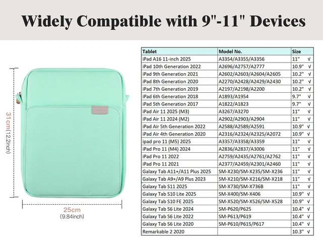 Alt view image 2 of 5 - TiMOVO 9-11" Tablet Sleeve Bag Carrying Case with Strap, Mint Green