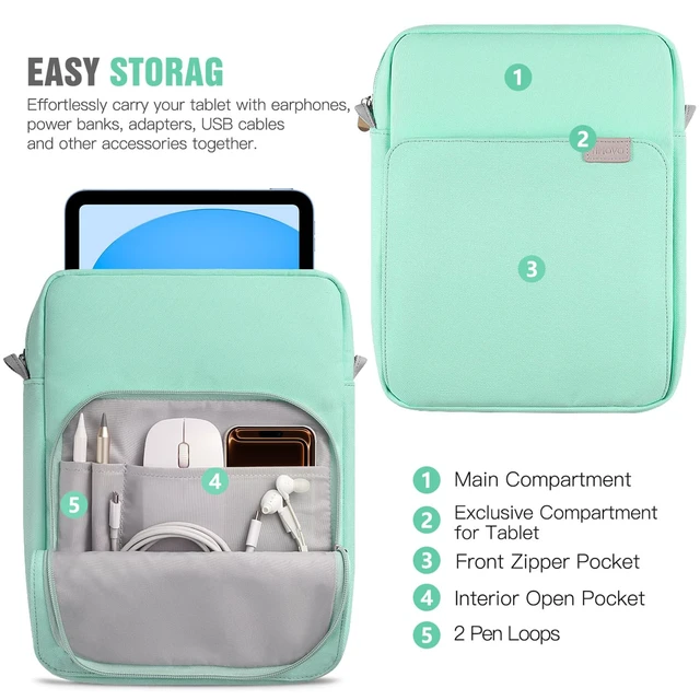 Alt view image 3 of 5 - TiMOVO 9-11" Tablet Sleeve Bag Carrying Case with Strap, Mint Green