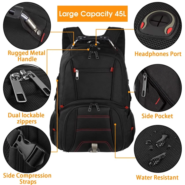 Alt view image 3 of 5 - LTINVECK Travel Laptop Backpack, Extra Large Backpack for Men Women, TSA Friendly Heavy Duty Big Business Computer Bag Tech Backpacks Bag Fit 17 Inch Laptops, RFID Backbag