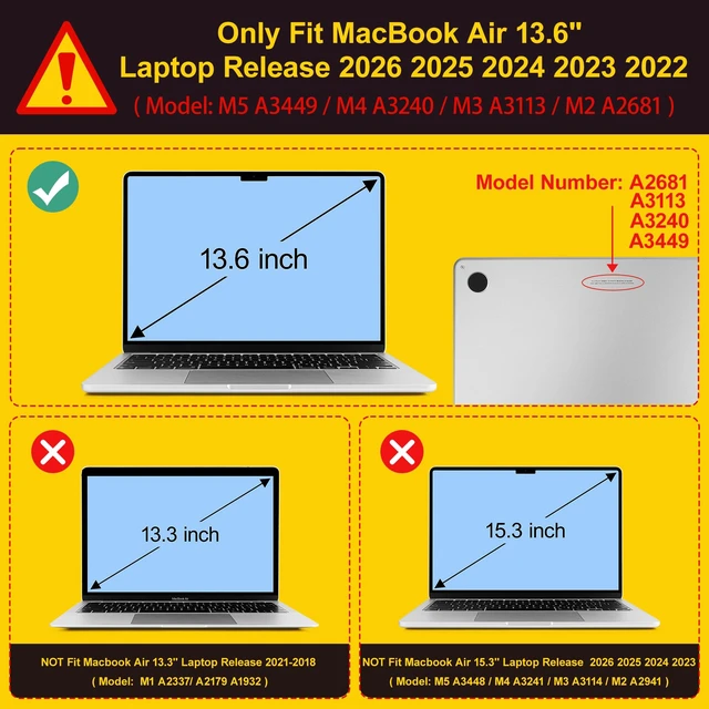 Alt view image 2 of 5 - Tuiklol for MacBook Air 13 inch Case M5 2026 M4 2025 M3 2024 M2 2022 Release Model A3449 A3240 A3113 A2681,Plastic Hard Shell Cover for MacBook Air 13.6 with Touch ID, Elephant