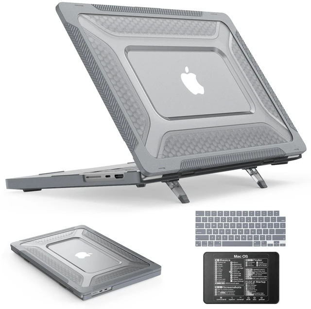 Main image of SEYMAC stock Case for MacBook Pro 16 inch, Shock-Absorbing Protection with Folding Stand &Mouse Pad Case for MacBook Pro 16 inch, Gray