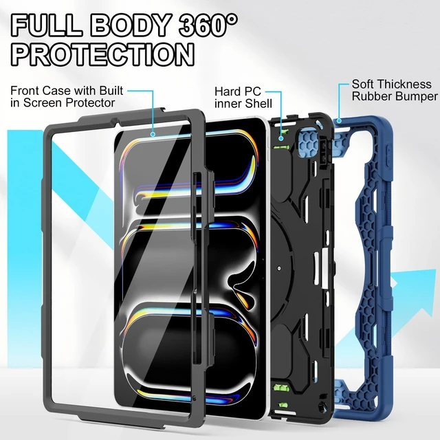 Alt view image 5 of 5 - ROSROME Case for iPad Pro 13 inch M5 2025 / M4 2024 with Screen Protector