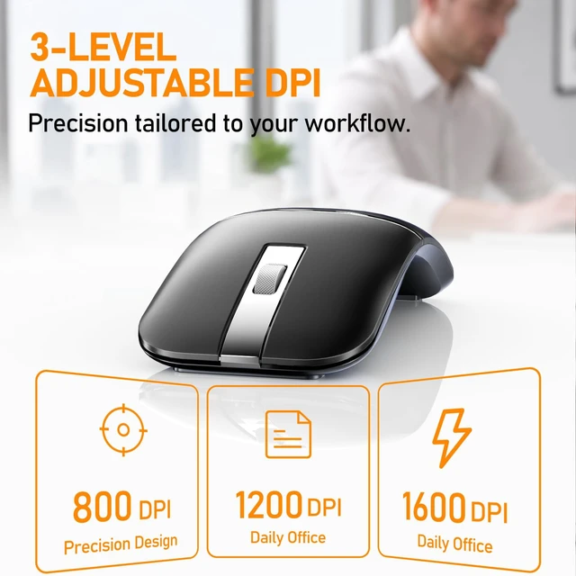 Alt view image 4 of 5 - Taimousetvs Bluetooth Travel Mouse, Foldable Rotatable Wireless, Black