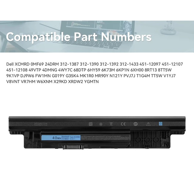 Alt view image 3 of 5 - New 65WH MR90Y Laptop Battery for Dell Inspiron 17 5000 Series 15 3521 3543 3421 3542 3537 5721 5537 i3531 15R I5535 17-3721 17-5748 17-5749 17R-5737 17R-5721 17R-N3721 17R-N5721-12 Months Warranty