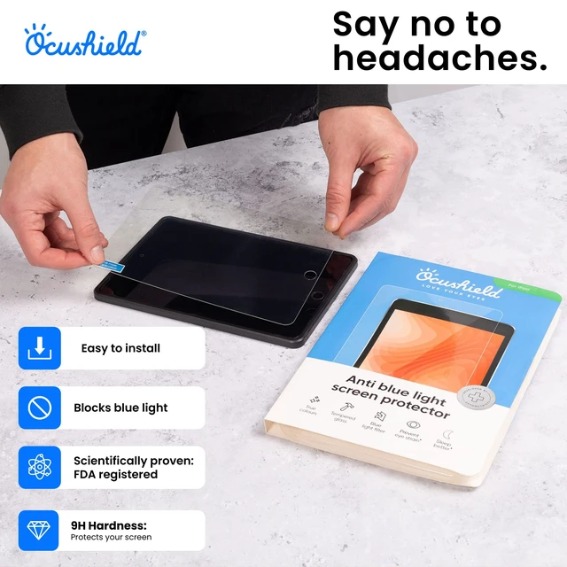 Alt view image 5 of 5 - Ocushield Anti Blue Light Tempered Glass Screen Protector for Apple iPad Mini 4/5 (8") - Blue Light Filter for iPad - Anti Glare - Protect Your Eyes & Improve Sleep