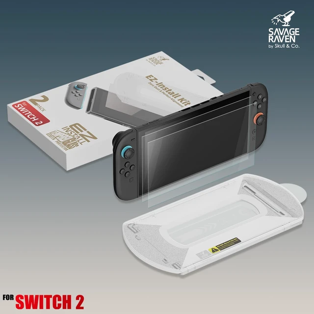 Alt view image 2 of 5 - SAVAGE RAVEN by Skull & Co. High Transparency High Sensitivity Tempered Glass Screen Protector For Nintedo Switch 2 with EZ-Install KIT - HD Clarity (2-PACK)
