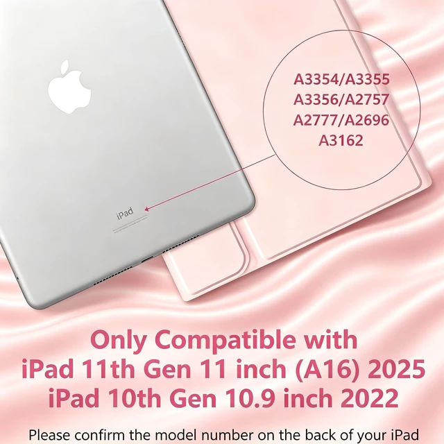 Alt view image 2 of 5 - MMK for iPad A16 11th 10th Generation Case with Keyboard, Pink