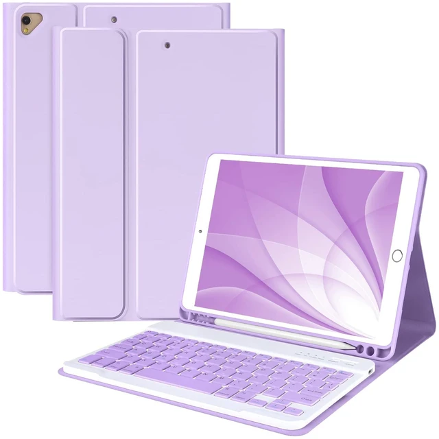 Main image of MMK for iPad 9/8/7th Generation Case with Keyboard 10.2 inch, Purple