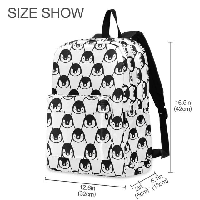 Alt view image 2 of 5 - MNSRUU Student Backpack for School Cute Penguin Print Laptop Backpack Aesthetic School Bookbags Casual Daypack Backpack Fits 15.6 Inch Laptop