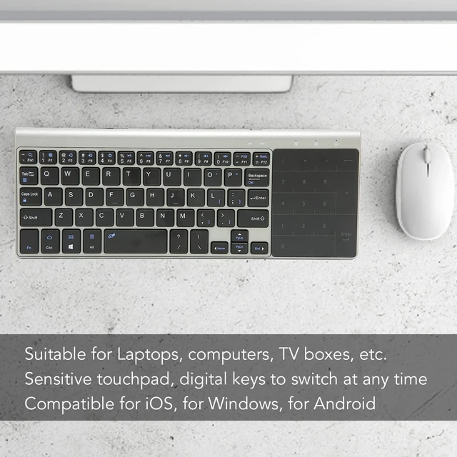 Alt view image 3 of 5 - 2 in 1 Mini Wireless Keyboard and Mouse Combo, 2.4GHz Portable Ultra Slim Keyboard with Sensitive Touchpad, Smart Power Saving, Compatible with iOS Android Computer TV Box