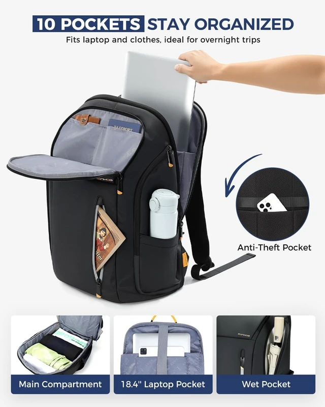 Alt view image 2 of 5 - Ponhog 18 Inch Laptop Backpack for Men Black