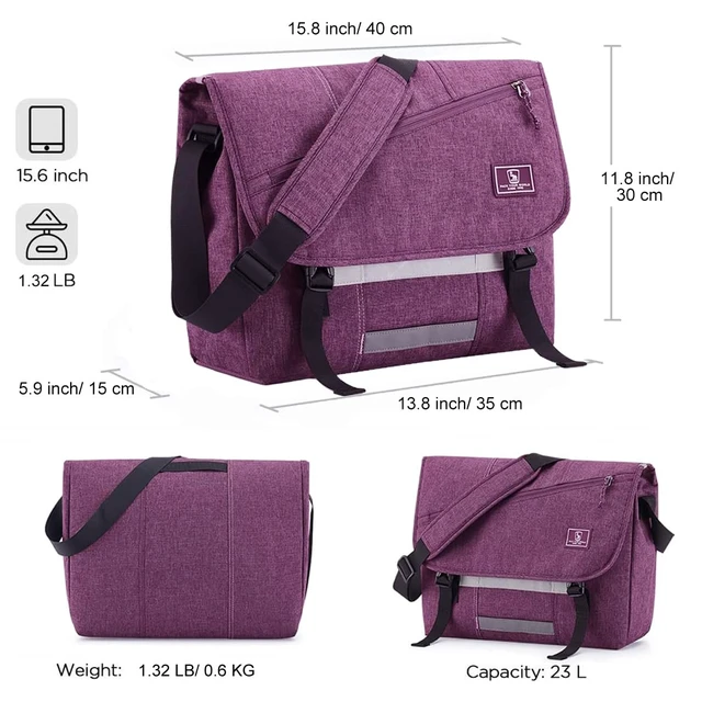 Alt view image 3 of 5 - OIWAS Messenger Bag for Women, 15.6" Laptop Satchel Bag for College, Purple
