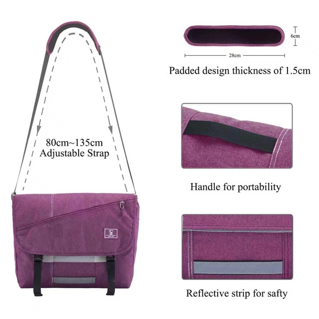 Alt view image 4 of 5 - OIWAS Messenger Bag for Women, 15.6" Laptop Satchel Bag for College, Purple