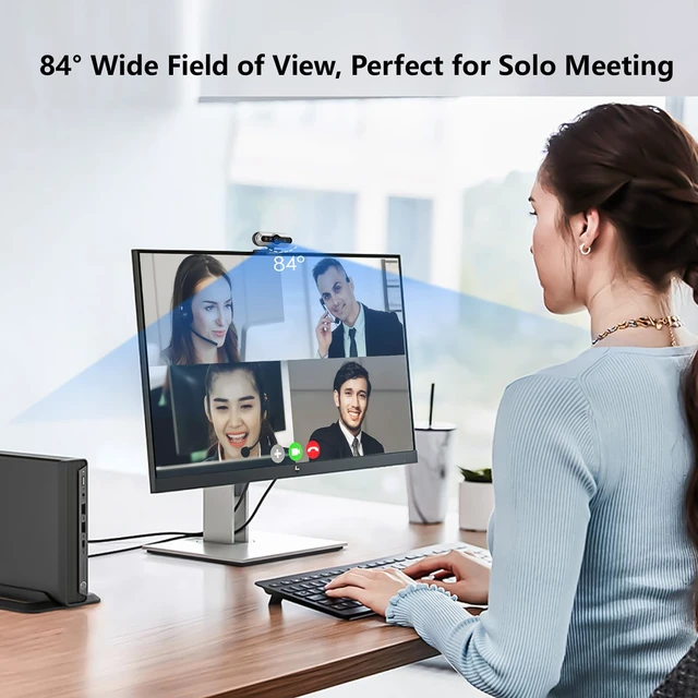 Alt view image 5 of 5 - MOERTEK 2K HD Webcam with Infrared Windows Hello Facial Recognition, Computer Camera, Privacy Cover, Noise Canceling Microphones, Laptop Webcam For Video Conferencing, Live, Streaming, Online Learning