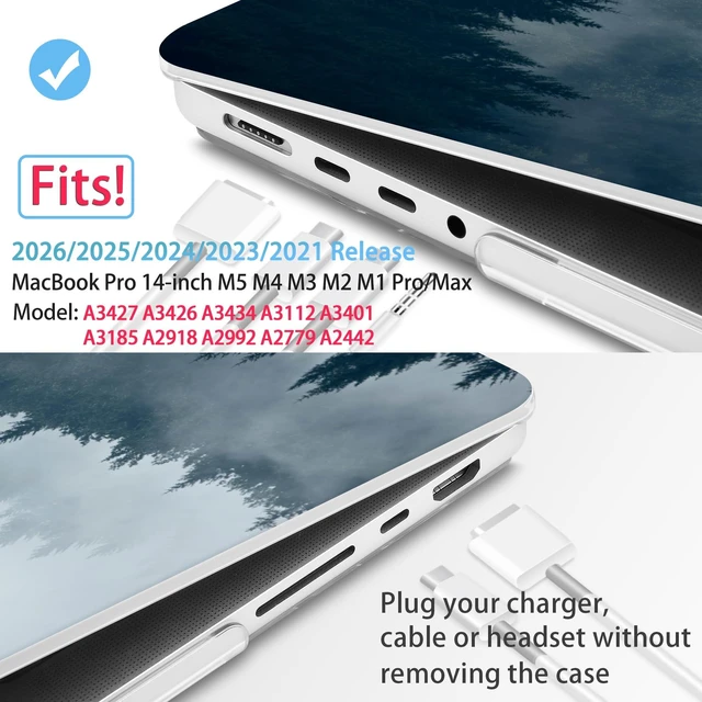 Alt view image 2 of 5 - Mektron Case for M5 MacBook Pro 14 inch 2026 Model A3427 A3426 Fit 2025-2021 Model A3434 A3112 M4 A3112 A3401 A3185 M3 A2918 A2992 M2 A2779 M1 A2442 Pro/Max Cover, Misty Forest C132