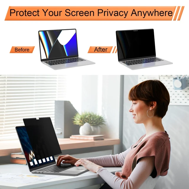 Alt view image 3 of 5 - Mamol Privacy Screen for MacBook Air 15 Inch 2023-2026 (M2 M3 M4 M5), Magnetic Removable Anti Glare Blue Light Filter Protector