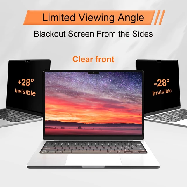 Alt view image 4 of 5 - Mamol Privacy Screen for MacBook Air 15 Inch 2023-2026 (M2 M3 M4 M5), Magnetic Removable Anti Glare Blue Light Filter Protector