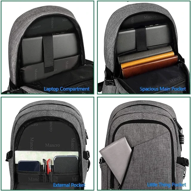 Alt view image 3 of 5 - Mancro 17.3 Inch Business Laptop Backpack Anti-Theft Travel Backpack
