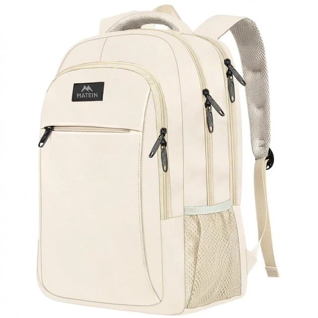 Main image of MATEIN Beige Women Backpack for Work, 15.6 Inch Slim Travel Laptop Bag