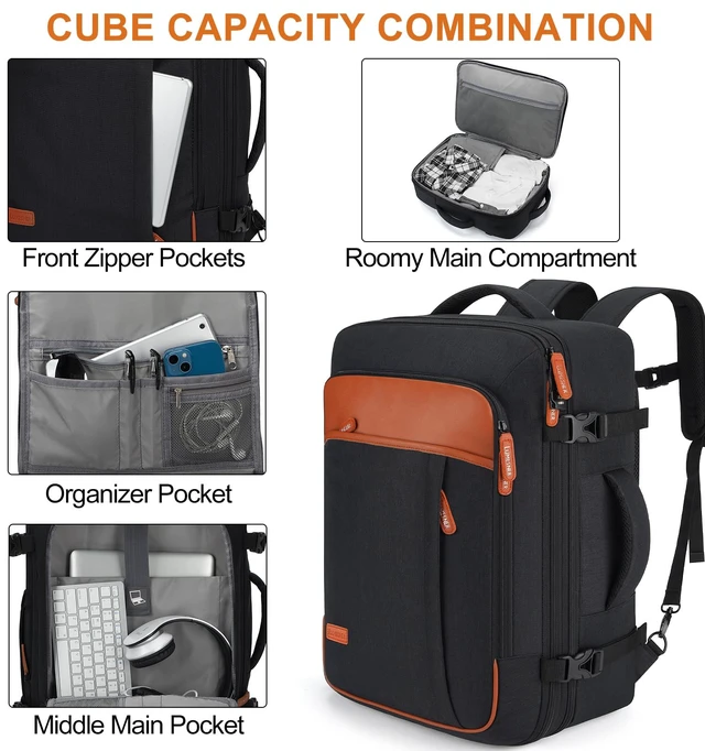 Alt view image 5 of 5 - Lumesner 40L Expandable Carry On Travel Backpack with 4 Packing Cubes