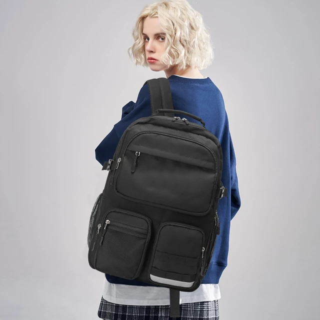 Alt view image 2 of 5 - Lohol Water Resistant Backpack with Multifunctional Pockets for Teens, Durable Bookbag fits 15.6 inch Laptop for School Travel College, 25L (Black)