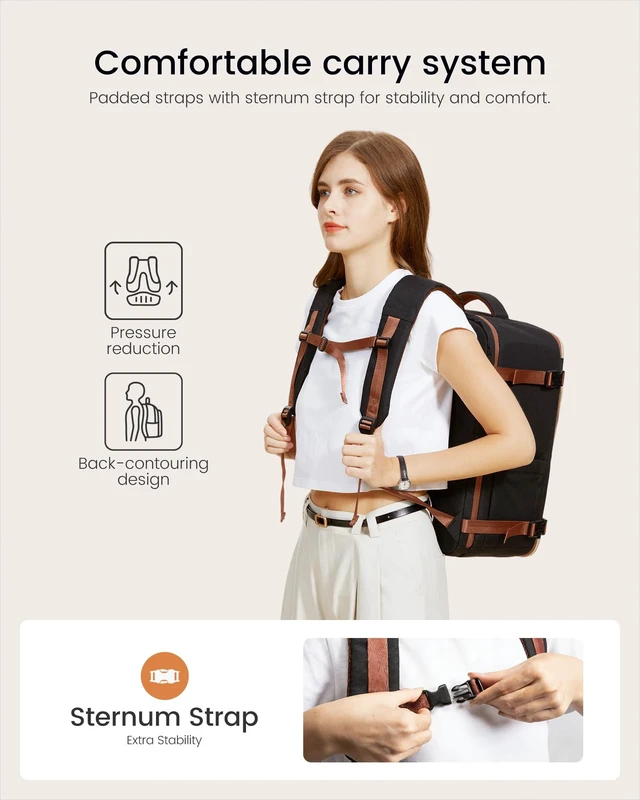 Alt view image 5 of 5 - LOVEVOOK 40L Travel Backpack for Women, Carry On Flight Approved, Large Personal Item Bag, Fits 17 Inch Laptop, TSA Approved Luggage with 3 Packing Cubes, Waterproof Weekender Gym Backpack