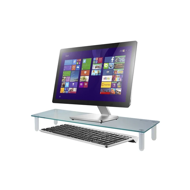 Alt view image 5 of 5 - Kantek Glass Monitor Riser with 5mm Tempered Glass Platform and 40-Pound Capacity, 22-Inch W x 8.25-Inch D x 3.25-Inch H, Clear Glass (MS370)