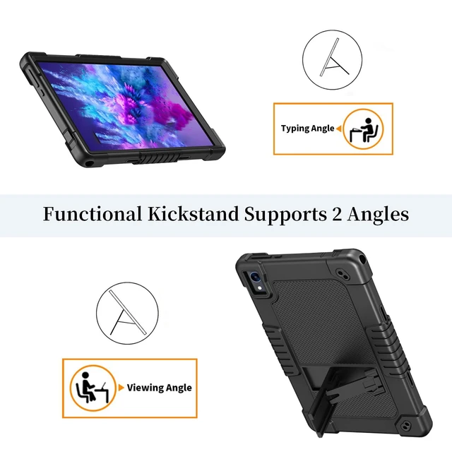 Alt view image 4 of 5 - Kebiory for Urao C107/Jeazans OC101/C107 Tablet 10.1 Inch 2024 Friendly Silicone Stand Shoulder Strap Kickstand+2Pcs Screen Protector for HiGrace C107/ZOFYWNAS C107/Freeski C107 (Black+2Pcs)
