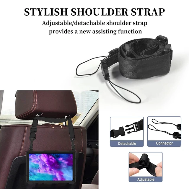 Alt view image 5 of 5 - Kebiory for Urao C107/Jeazans OC101/C107 Tablet 10.1 Inch 2024 Friendly Silicone Stand Shoulder Strap Kickstand+2Pcs Screen Protector for HiGrace C107/ZOFYWNAS C107/Freeski C107 (Black+2Pcs)