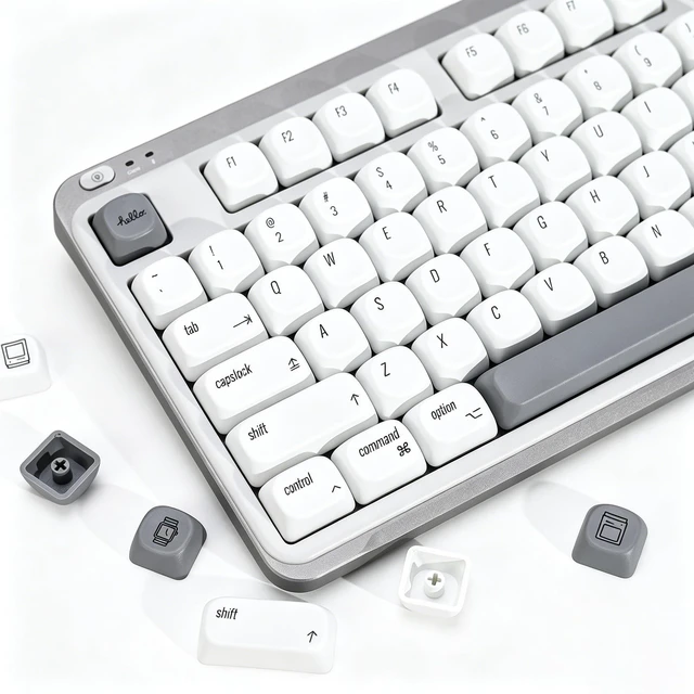 Main image of YMKPVR KBDiy for MAC Style KOA Profile Keycaps Set,Dye-Sublimation PBT White Custom Keyboard Keycap,138 Keys Cap Set for Cherry Gateron MX Switches Mechanical Keyboards