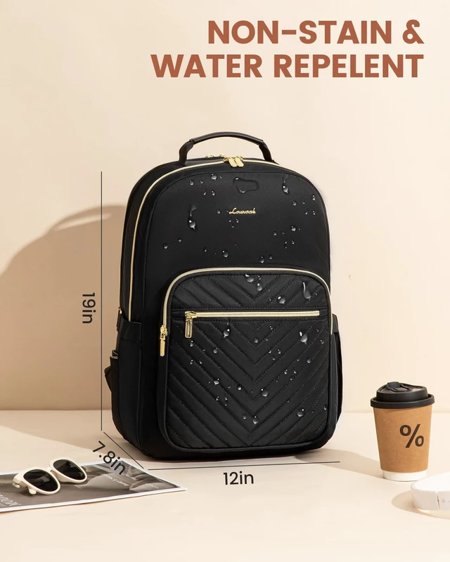 Alt view image 5 of 5 - LOVEVOOK Laptop Backpack for Women 17.3 inch,Cute Womens Travel Backpack Purse,Professional Computer Bag,Waterproof Work Business College Teacher Bags Carry on Backpack with USB Port,Black