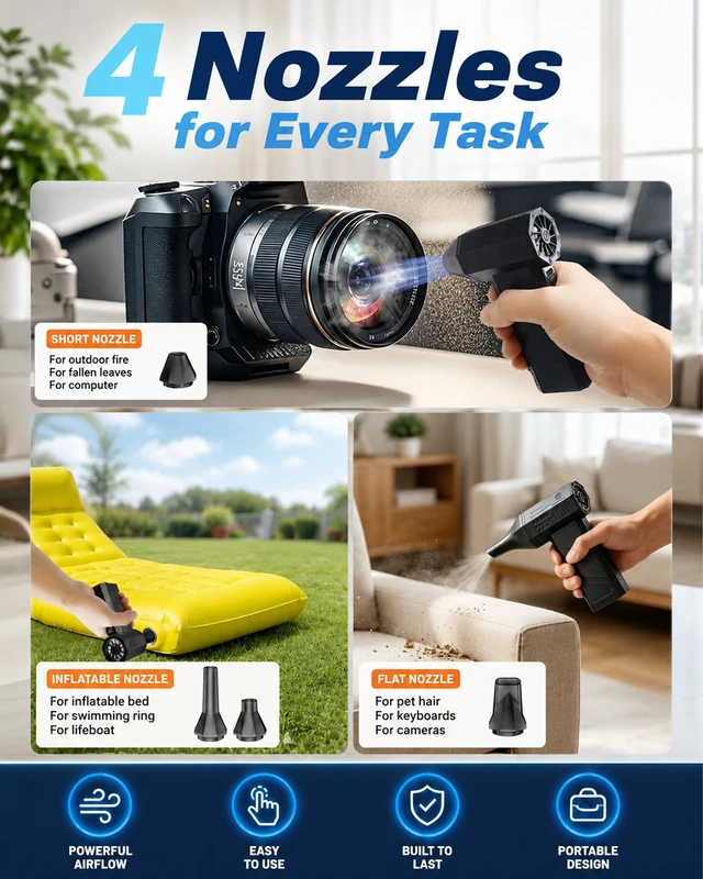 Alt view image 4 of 5 - KONPAYDE Compressed Air Duster, 180000RPM Electric Turbo Fan