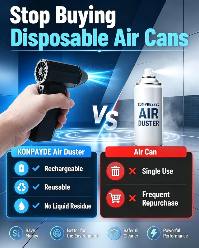 Alt view image 5 of 5 - KONPAYDE Compressed Air Duster, 180000RPM Electric Turbo Fan