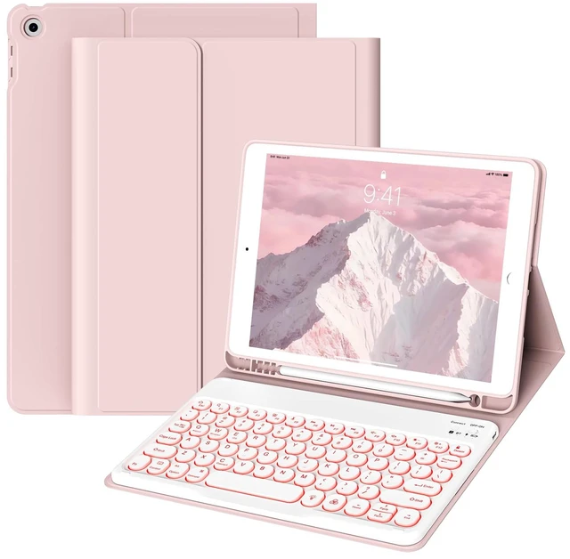Main image of JKSML Keyboard Case for iPad 9th/8th/7th Generation 10.2 Inch, Pink