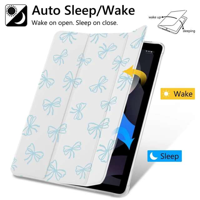 Alt view image 4 of 5 - JOYLAND Light Blue Bow Pattern Case for iPad Pro 13-inch (M5/M4) 2025/2024,Pencil Holder & Clear Transparent Soft TPU Back & Trifold Smart Tablet Cover (Model Number:A2925/A2926/A3007)