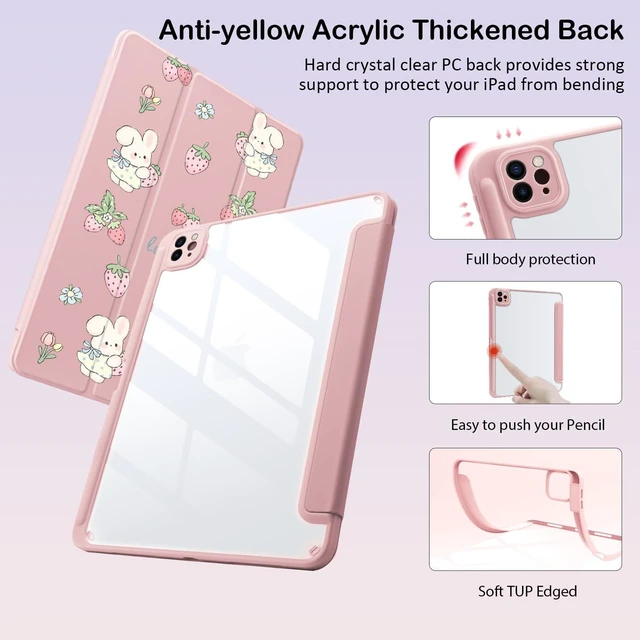 Alt view image 4 of 5 - Cute Kawaii Bunny Strawberry for iPad Pro 12.9 inch Case 5th/6th Gen