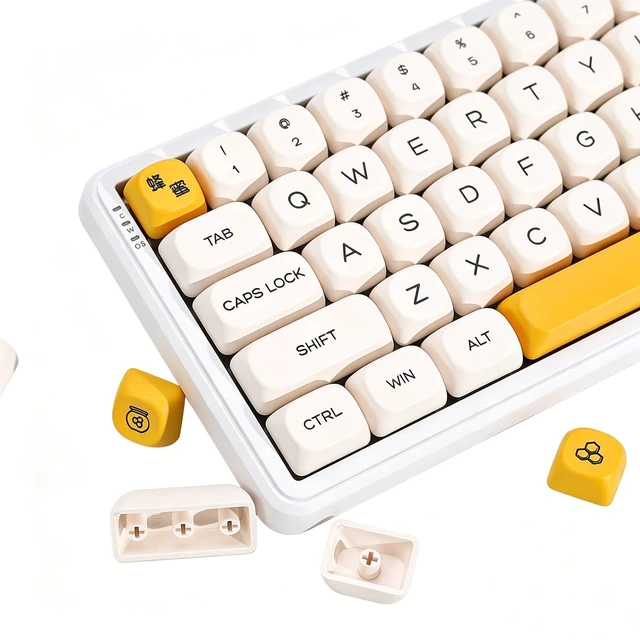 Main image of YMKPVR KBDiy Honey Milk KOA Profile Keycaps Set,Dye-Sublimation PBT Yellow Cute Custom Keyboard Keycap,138 Key Cap Set for Cherry Gateron MX Switches Mechanical Keyboards