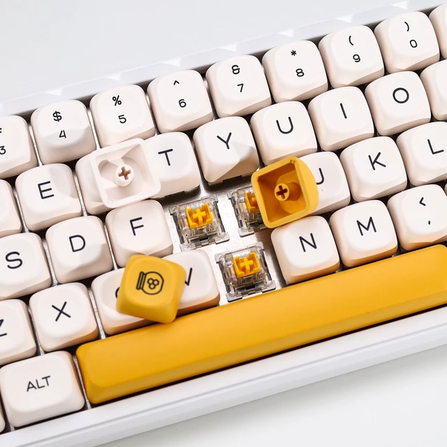 Alt view image 5 of 5 - YMKPVR KBDiy Honey Milk KOA Profile Keycaps Set,Dye-Sublimation PBT Yellow Cute Custom Keyboard Keycap,138 Key Cap Set for Cherry Gateron MX Switches Mechanical Keyboards
