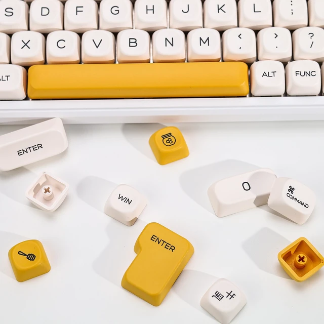 Alt view image 4 of 5 - YMKPVR KBDiy Honey Milk KOA Profile Keycaps Set,Dye-Sublimation PBT Yellow Cute Custom Keyboard Keycap,138 Key Cap Set for Cherry Gateron MX Switches Mechanical Keyboards