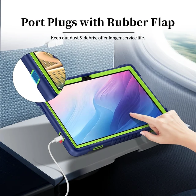 Alt view image 5 of 5 - Kebiory for KADYBE D106 for MEIZE D106 Android 14 Tablet Case With 2 Pcs Screen Protector,Shoulder Strap,Kiskctand Hybrid Case for VOZIZOV D106 Android 14/FEONAL 10.1 inch 2024 Tablet (NavyGreen+2Pcs)