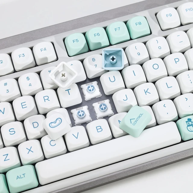 Alt view image 5 of 5 - YMKPVR KBDiy Snow Mountain KOA Profile Keycaps Set,Dye-Sublimation PBT Blue Custom Keyboard Keycap,138 Keys Cap Set for Cherry Gateron MX Switches Mechanical