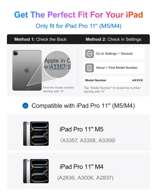 Alt view image 2 of 5 - HOU 360 Rotating & Detachable Keyboard Case for iPad Pro 11 inch M5/M4