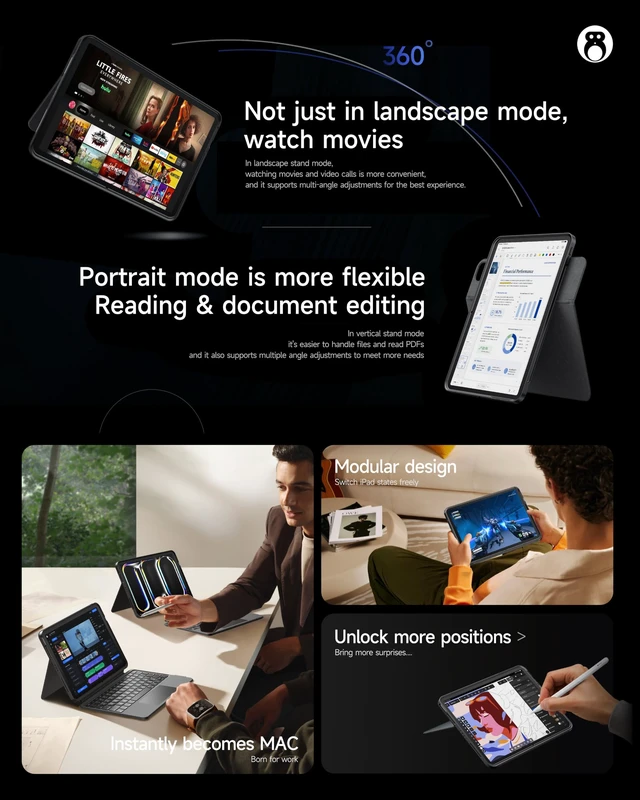 Alt view image 4 of 5 - HOU 360 Rotating & Detachable Keyboard Case for iPad Pro 11 inch M5/M4