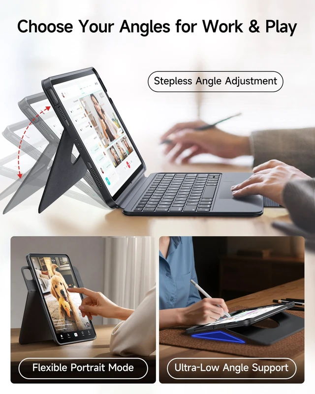Alt view image 5 of 5 - HOU 360 Rotating & Detachable Keyboard Case for iPad Pro 11 inch M5/M4