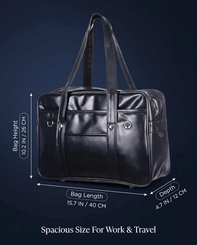 Alt view image 4 of 5 - jojofuny Japanese Shoulder Tote, PU Leather Laptop Bag for Women Men