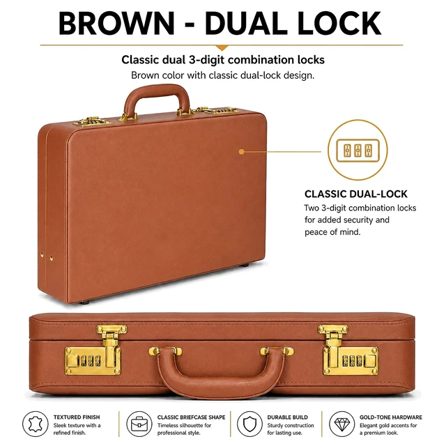Alt view image 2 of 5 - HAESTUS Briefcases for Men, Professional Leather Briefcase with Lock