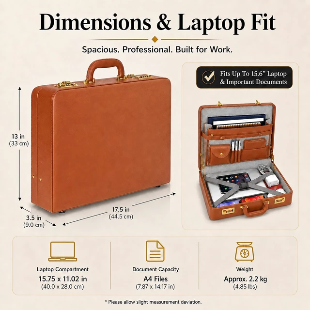 Alt view image 3 of 5 - HAESTUS Briefcases for Men, Professional Leather Briefcase with Lock