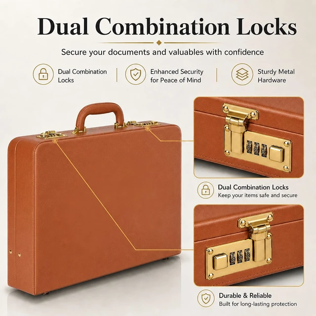 Alt view image 5 of 5 - HAESTUS Briefcases for Men, Professional Leather Briefcase with Lock